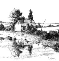 House In Steppe  Near The Pond